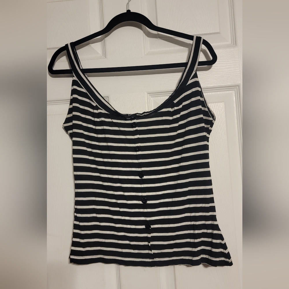 Freddies Of Pinewood Striped Black and White Women's XL Top